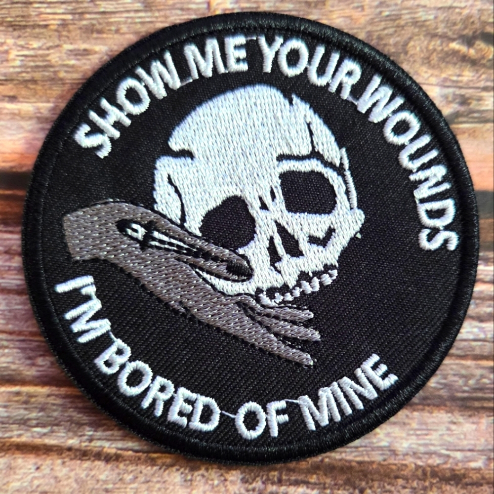 Show Me Your Wounds Skull Emo Vintage Y2k Iron on Patch.